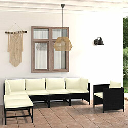 Maison Chic Salon de jardin 7 pcs + coussins - Mobilier/Meubles de jardin - Table et chaises d'extérieur Résine tressée Noir -MN47689