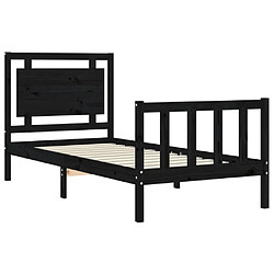 Maison Chic Lit adulte - Cadre Structure de lit avec tête de lit Contemporain noir 90x190 cm bois massif -MN24143 pas cher