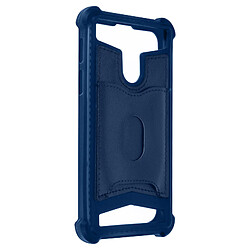 Avizar Coque Smartphone 4.7'' à 5'' Souple Coins Bumper Portecarte Amovible Bleu Nuit