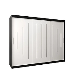 Abiks Meble Armoire YORK À Portes Coulissantes 200/250/62 3 Portes (Noir/Blanc)