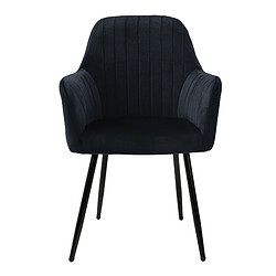 ML-Design Lot de 6 chaises de salle à manger rembourrée asisse en velours noir en métal