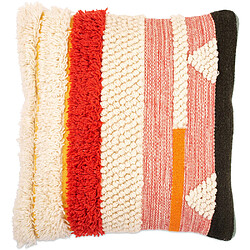 ICONIK INTERIOR Coussin carré design boho Bali en coton et laine, coussin + rembourrage - Evonne Multicolore