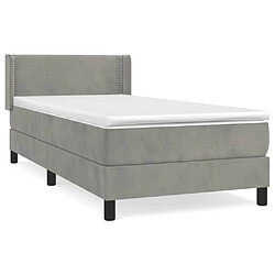 Maison Chic Structures de lit + matelas,Lit à sommier tapissier et matelas pour Chambre Gris clair 90x190 cm Velours -MN33251