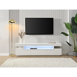 Vente-Unique Meuble TV 1 niche et 3 tiroirs avec LEDs - en MDF - Blanc - OKESA