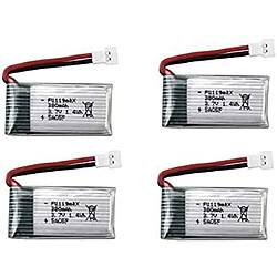 4 Pcs Batterie Lipo Rechargeable 3.7v 380mAh pour Hubsan X4 H107c H107d H107L, Syma X11 X11C, HS170 HS170C RC