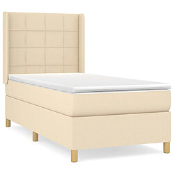 Maison Chic Lit adulte- Lit + matelas,Sommier à lattes de lit avec matelas Crème 80x200 cm Tissu -GKD71359