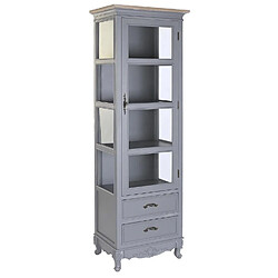 Pegane Armoire vaisselier, vitrine en bois de paulownia/verre coloris gris clair - Longueur 49 x Profondeur 36 x Hauteur 160 cm