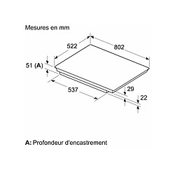 Table de cuisson induction 80cm 4 feux 7400w noir - EX83RHEC1F - SIEMENS pas cher