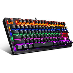 Clavier de jeu mécanique RVB, rétroéclairé arc-en-ciel LED, commutateurs mécaniques bleus clavier d'ordinateur filaire USB avec pour PC portable multi-appareils Windows/Mac/PS4