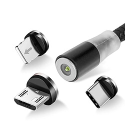 Avizar Câble USB vers Lightning, USB-C et Micro-USB Charge 2.4A 1m - Noir 