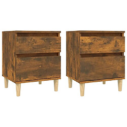 Maison Chic Lot de 2 Tables de chevet - Tables de Nuit Chêne fumé 40x35x50 cm