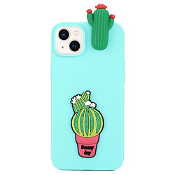 Coque en silicone décor de personnage de dessin animé 3D anti-chute pour votre iPhone 14 Plus - cactus