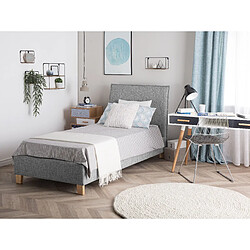 Beliani Lit simple en tissu gris 90 x 200 cm SENNEZ