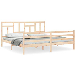 Maison Chic Lit adulte - Cadre Structure de lit avec tête de lit Contemporain 200x200 cm bois massif -MN94881