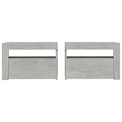 Acheter Maison Chic Lot de 2 Tables de chevet,Table de nuit,Table d'appoint pour salon avec LED Gris béton 60x35x40 cm -MN94879