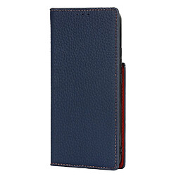 Etui en PU texture litchi bleu foncé pour votre Samsung Galaxy S22 5G