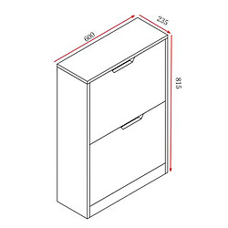 Toilinux Meuble à chaussures 2 abattants ICKO - 60x23,5x81,5 - Blanc