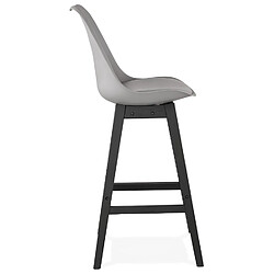 Avis Alterego Tabouret de bar 'CAMILA' gris avec pied en bois noir