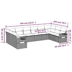 Avis Maison Chic Salon de jardin avec coussins 10 pcs | Ensemble de Table et chaises | Mobilier d'Extérieur beige résine tressée -GKD96728