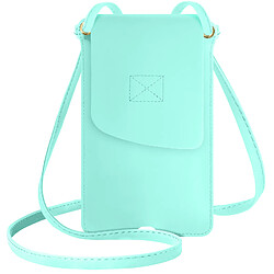 Avizar Pochette Bandoulière Smartphone avec Rangement carte Simili cuir turquoise