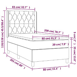 vidaXL Sommier à lattes de lit avec matelas Crème 80x200 cm Tissu pas cher