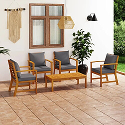 Maison Chic Salon de jardin 5 pcs - Table et chaises d'extérieur - Mobilier/Meubles de jardin Moderne avec coussin Bois d'acacia solide -MN13331