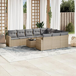 Maison Chic Salon de jardin 11 pcs avec coussins | Ensemble de Table et chaises | Mobilier d'Extérieur beige résine tressée -GKD60806