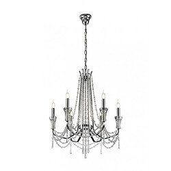 Luminaire Center Chandelier sans abats jours Armand Chrome poli 6 ampoules 98cm