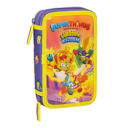 Plumier double SuperThings Guardians of Kazoom Jaune Violet (28 Pièces)