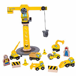 Bigjigs Rail Ensemble de construction de grue jaune