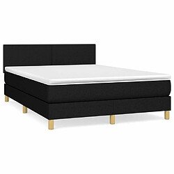 Maison Chic Lit adulte- Lit + matelas,Sommier à lattes de lit avec matelas Noir 140x200 cm Tissu -GKD56020