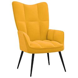 Maison Chic Chaise de relaxation | Fauteuil relax avec repose-pied Jaune moutarde Velours -GKD62742 pas cher