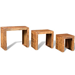 Avis vidaXL Table gigogne 3 pcs Bois massif de manguier