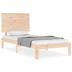 Maison Chic Cadre/structure de lit avec tête de lit pour adulte - Lit Moderne Chambre petit simple bois massif -MN25476