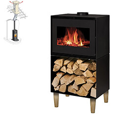 Interstoves Pack Poêle à bois ANDREA 10 bûches 50cm + Kit Conduit 150 - Noir