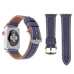 Wewoo Bracelet bleu foncé pour Apple Watch Series 3 & 2 & 1 42mm simple mode en cuir véritable Cowboy modèle de montre