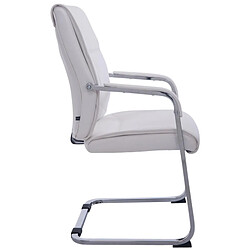 Acheter Decoshop26 Lot de 2 fauteuils de bureau sans roulettes XXL jusqu'à 260 kg en PVC blanc et métal chromé 10_0002352