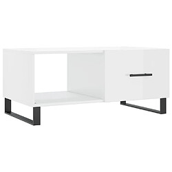 Maison Chic Table basse,Table Console Table d'appoint, Table pour salon Blanc brillant 90x50x40 cm Bois d'ingénierie -MN95122