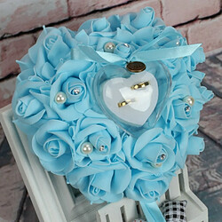 Wewoo Fleurs Artificielles La boîte à bagues en forme de coeur peut accrocher des fournitures de mariage d'oreiller mousse rose de simulation bleu