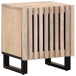 vidaXL Table de chevet 40x34x46 cm bois de manguier massif blanchi