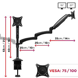 Avis Duronic DM553 Support 3 écrans PC à Pince pour Bureau | Mécanisme à Ressort | Ajustements à la volée | Hauteur Ajustable | Compatibilité avec moniteurs VESA 75/100 | Potence et Bras en Aluminium