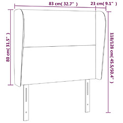 Acheter vidaXL Tête de lit avec oreilles Marron foncé 83x23x118/128 cm Tissu