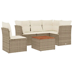 vidaXL Salon de jardin avec coussins 6 pcs beige résine tressée