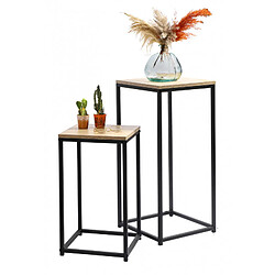 SET DE 2 SELLETTES TABLE BASSE DECORE TABLE D'APPOINT CONSOLE EN BOIS ET MÉTAL NOIR 34X34XH74CM ET 30X30XH54CM+Urban Living SET DE 2 SELLETTES TABLE BASSE DECORE TABLE D'APPOINT CONSOLE EN BOIS ET MÉTAL NOIR 34X34XH74CM ET 30X30XH54CM+Noir et Bois