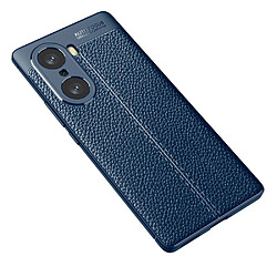 Coque en TPU antichoc, souple, texture litchi, anti-empreintes digitales bleu pour votre Honor 60