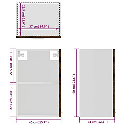 vidaXL Armoire en verre suspendue Chêne fumé 40x31x60 cm pas cher