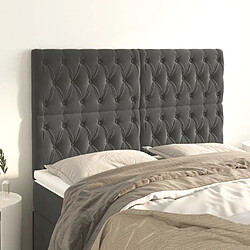 Maison Chic Lot de 4 Têtes de lit design pour chambre - Décoration de lit Gris foncé 80x7x78/88 cm Velours -MN53331