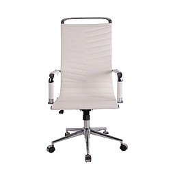 Decoshop26 Chaise fauteuil de bureau avec accoudoirs siège pivotant en métal chromé et PVC blanc 10_0002371