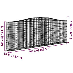 Acheter vidaXL Panier de gabions arqué 400x30x140/160 cm Fer galvanisé