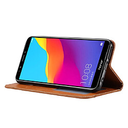 Wewoo Housse Coque Étui en cuir flip horizontal de texture de peau de pétrissage pour Huawei Y7 Prime 2018 / Honor 7C / Enjoy 8avec cadre photo et support et fentes cartes et portefeuille noir pas cher